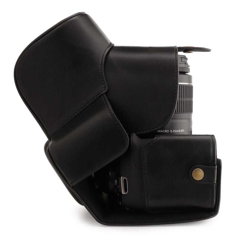 MegaGear MG1607 Ever Ready Leather Camera Case compatible with Canon EOS Rebel T7 (18-55mm), 2000D (18-55mm) - Black - Image 2